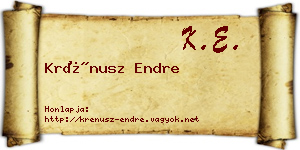 Krénusz Endre névjegykártya